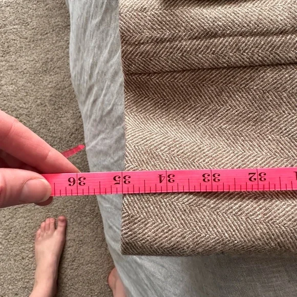 Zara mid-length tweed herringbone wool winter coat - long, oatmeal brown - Picture 12 of 16